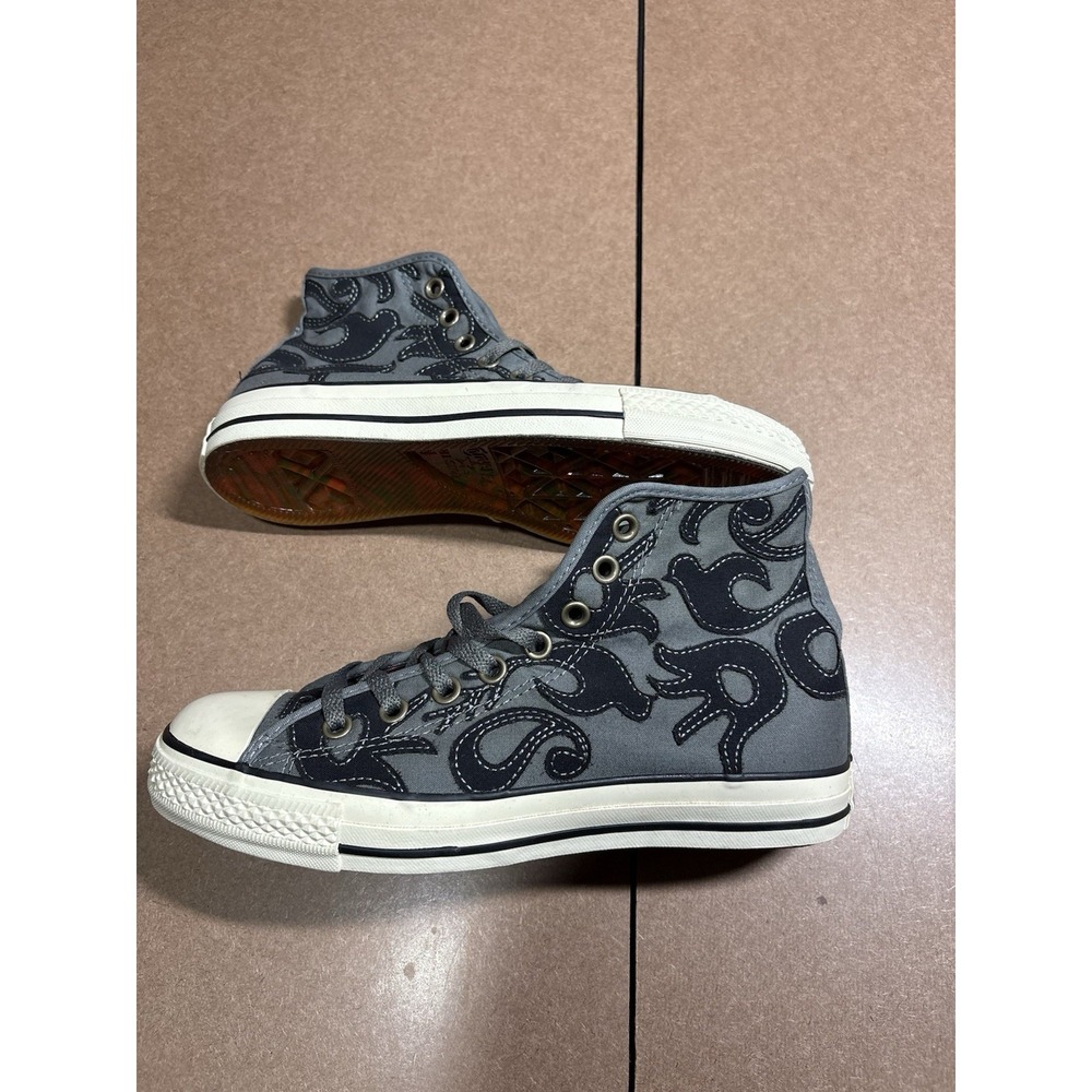 Converse Century Project Chuck Taylor Hi Grey Flame Applique Deadstock Sz 7.5